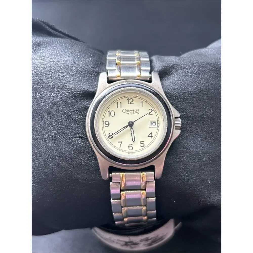 Caravelle By Bulova Beige Dial Two Tone Band Women’s Quartz Watch